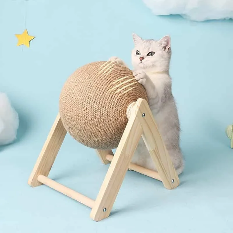 Pet Scratching Ball for Cats – Natural Sisal & Spinning Fun Toy