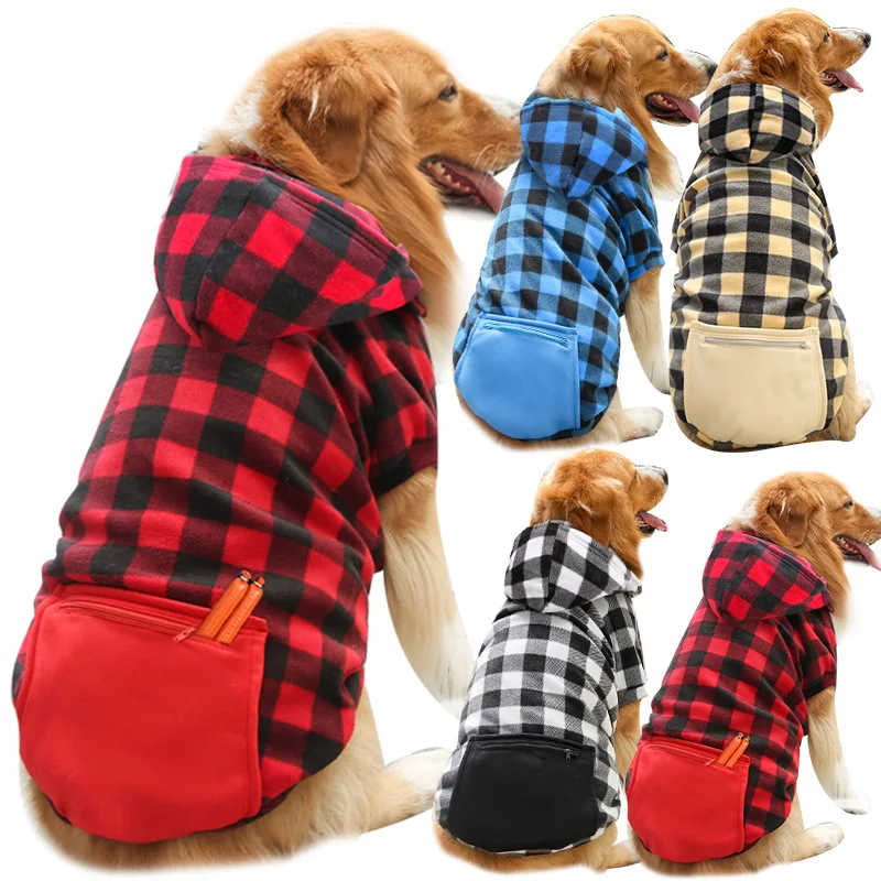 Dog Winter Coat Pet Jacket Plaid Reversible Vest