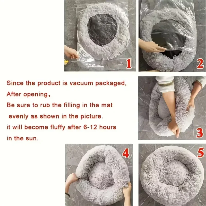 Plush Donut Pet Bed for Dogs and Cats - 3 Plush Donut Pet Bed for Dogs and Cats - product image 3