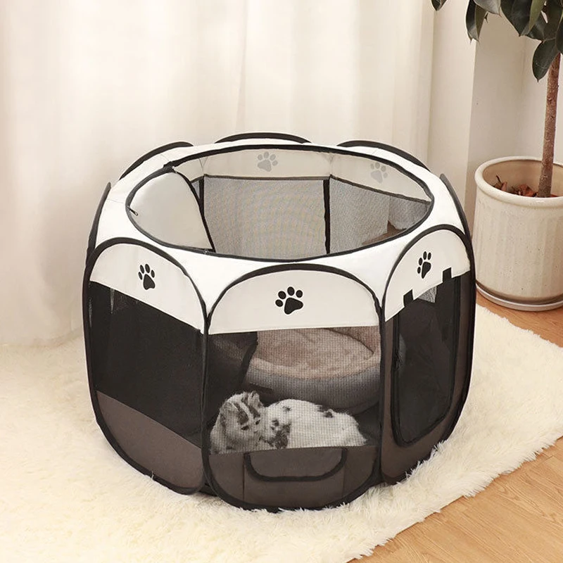 S369e553a0cca47d283867aac861b2455Y Folding Pet Tent Dog House Camping Accessories Pet Cage Octagonal Cage Fence Outdoor Playpen Puppy Shelter