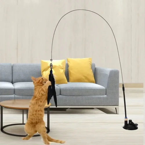 Interactive Suction Cup Cat Feather Toy