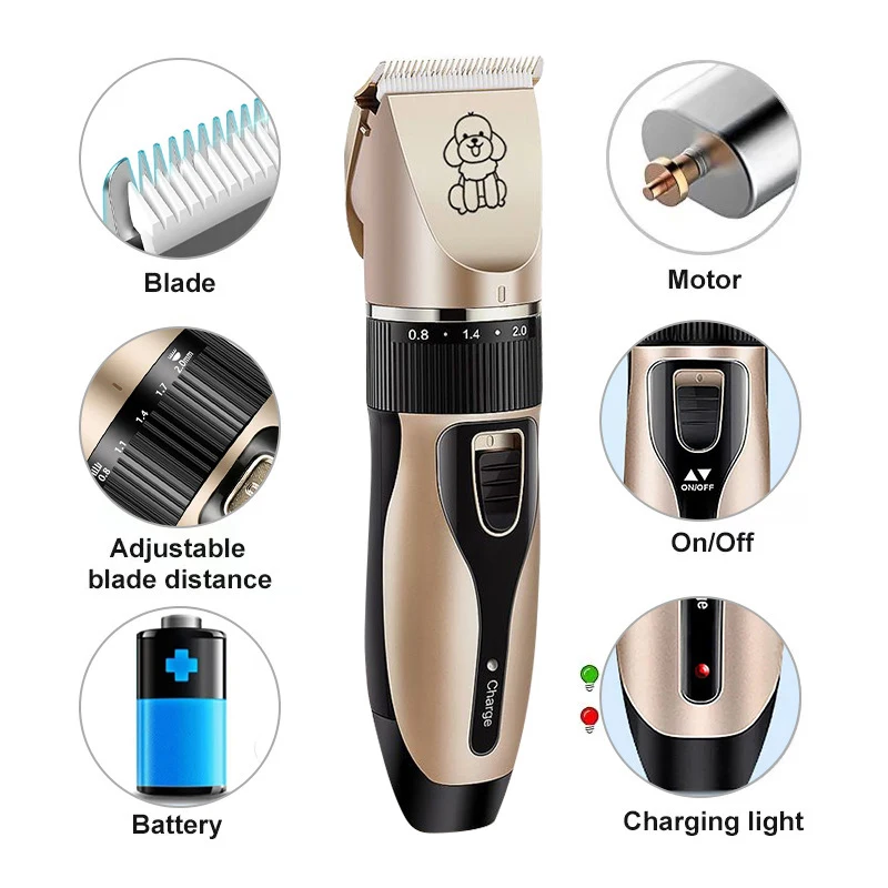 Cordless Pet Grooming Clipper Set – Ceramic Blade