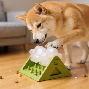 Pink interactive dog puzzle feeder and treat dispenser